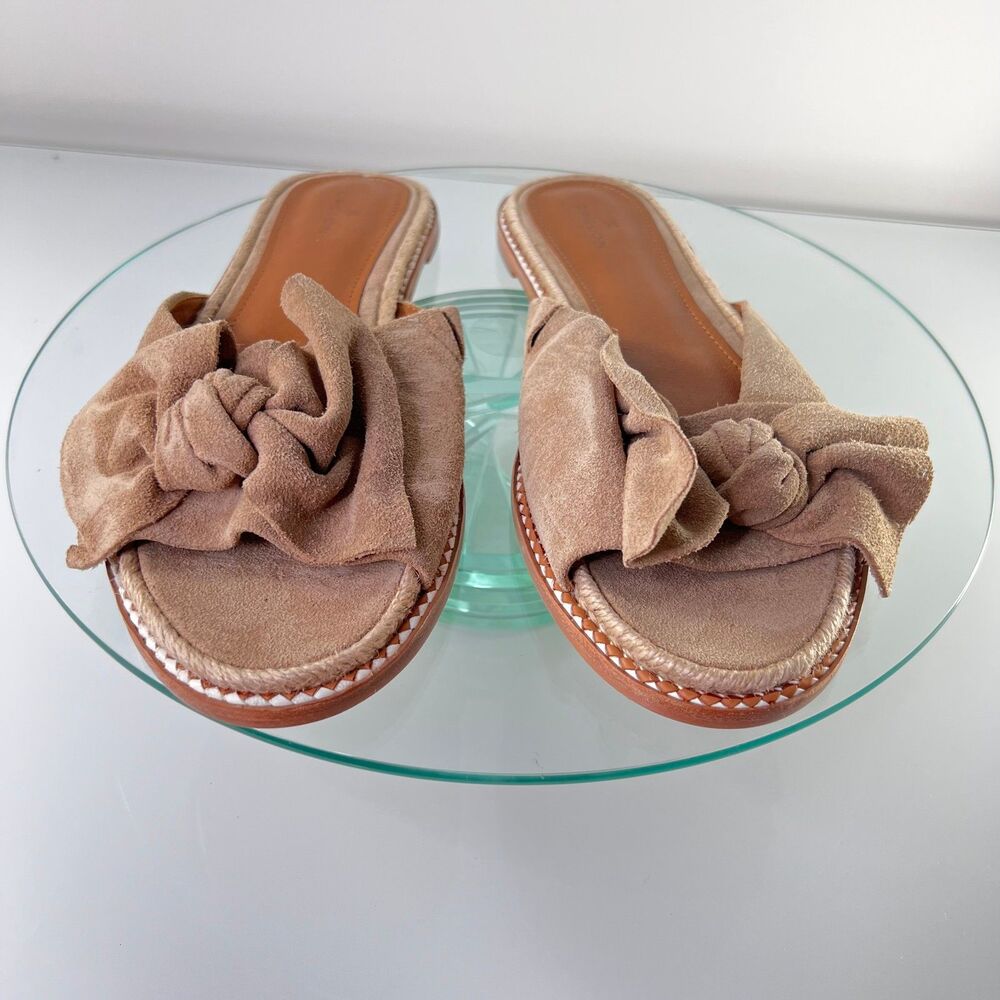 Caslon Darcie Slide Sandals Beige Suede Leather Knotted Bow - Picture 3 of 7